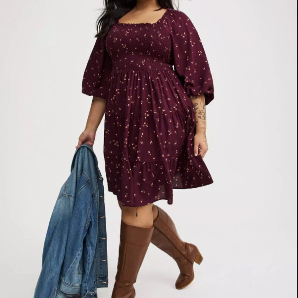 Smocked Bodice Mini Dress